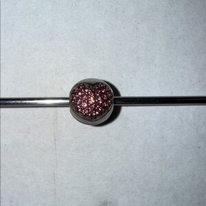 Pandora Silver Bracelet with Pink Jeweled Heart Charm